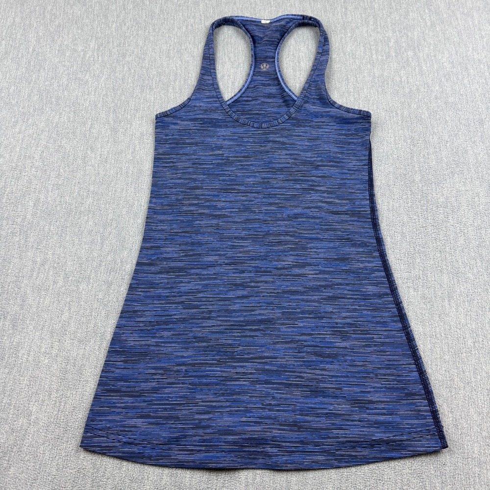 Lululemon Tank Top Womens 4 Blue Cool Racerback‎ Stretch Yoga Workout Athletic